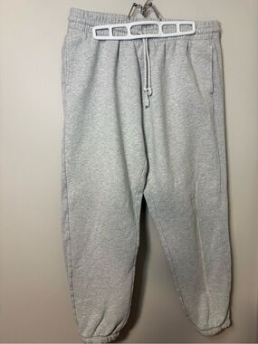 TNA Aritzia Light Grey Boyfriend Fit Sweat Pants, Adjustable Drawstring Waist